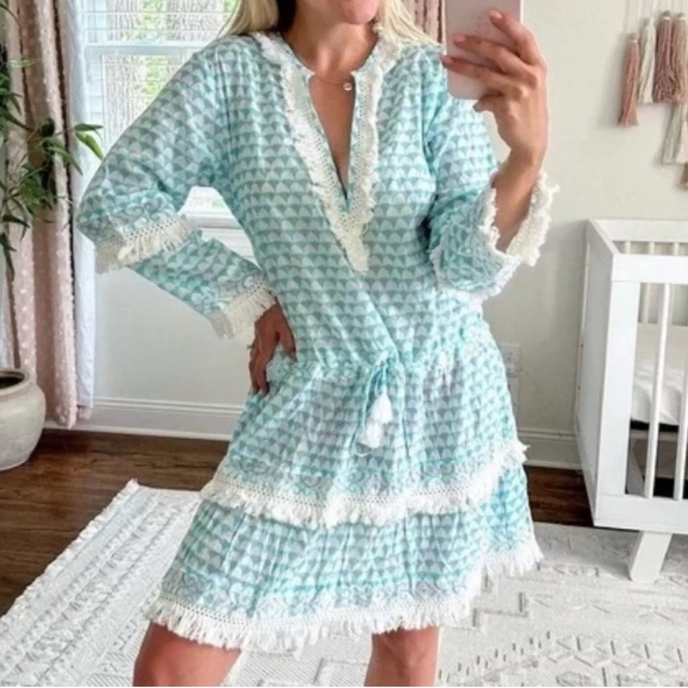 Elegant Blue and White Swim Coverup